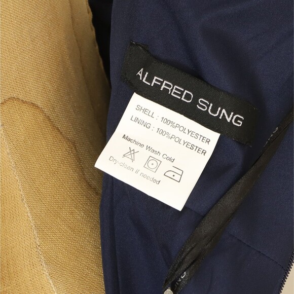 Alfred Sung Criss Cross Off Shoulder Sateen Gown 16 Midnight Blue NWT B74 - Picture 6 of 6